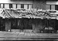 Office building in Ashkhabad. Architector A. Akhmedov, sculptors V. Lemport, N. Silis. Fragment of the gorelief.
